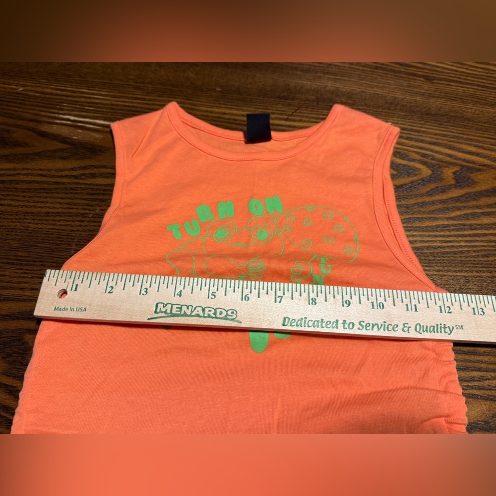 Urban Outfitters Cropped Cinched Tank Top Women Small Orange Frog Graphic Hippie - Picture 6 of 16